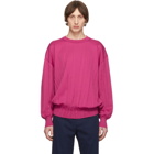 Issey Miyake Men Pink Wrinkle Knit Crewneck Sweater