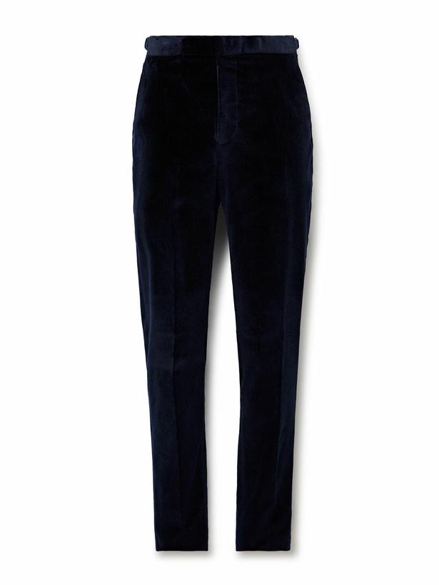 Photo: Richard James - Chapman Straight-Leg Cotton-Velour Trousers - Blue