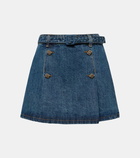 Self-Portrait High-rise denim miniskirt