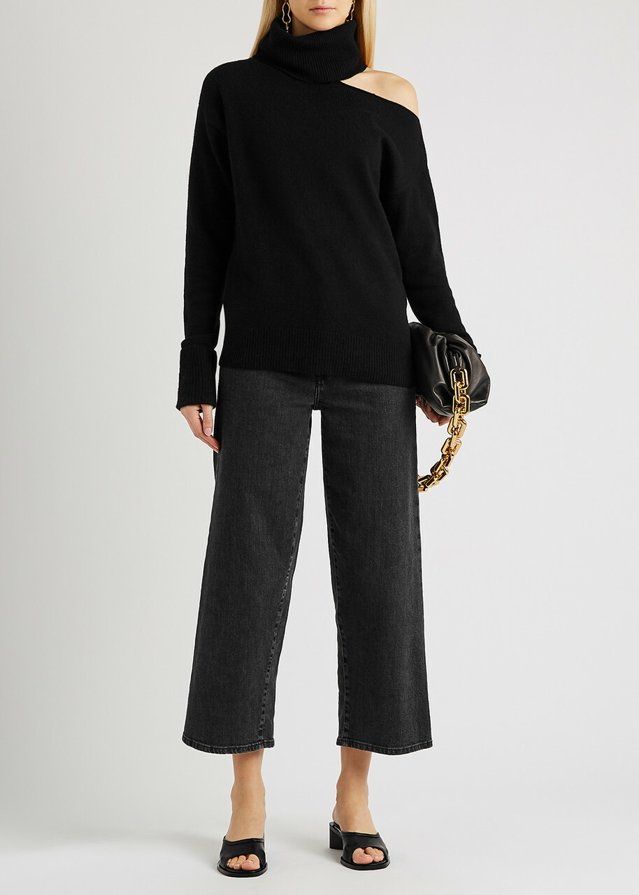 Paige Raundi Cut-out Wool-blend Jumper Black