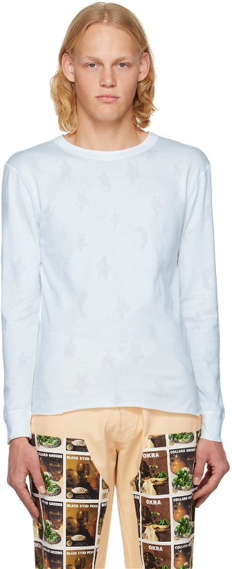 Photo: Sky High Farm Workwear White Pointelle Long Sleeve T-Shirt