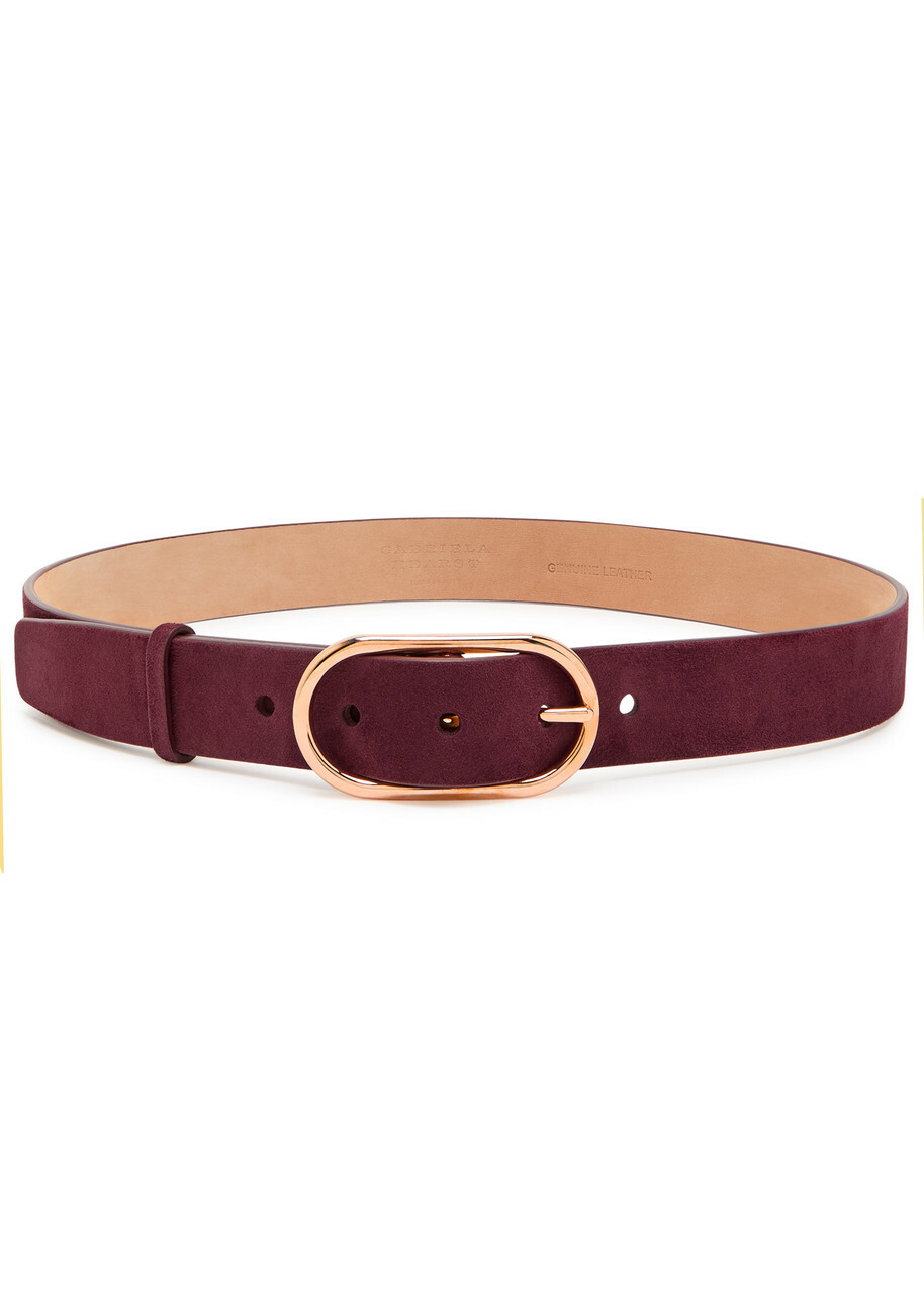 Gabriela Hearst Link Suede Belt Burgundy