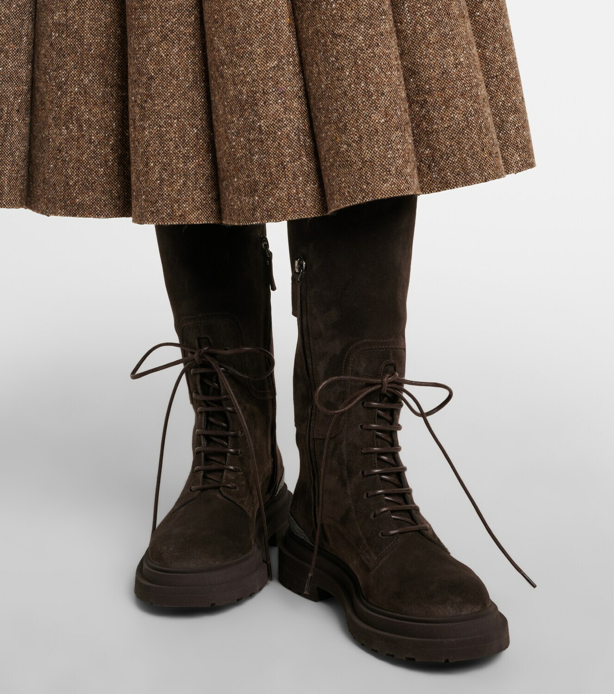 Brunello Cucinelli Monili suede lace-up boots