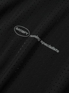 Satisfy - Embellished Logo-Print Appliquéd Space‑O™ Tank Top - Black