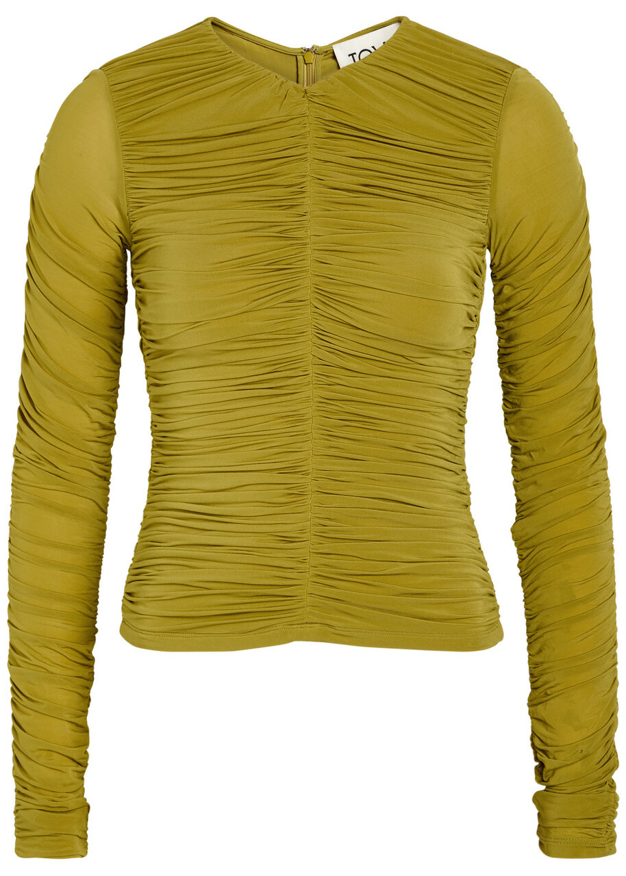 Tove Nevin Ruched Stretch-jersey top Green