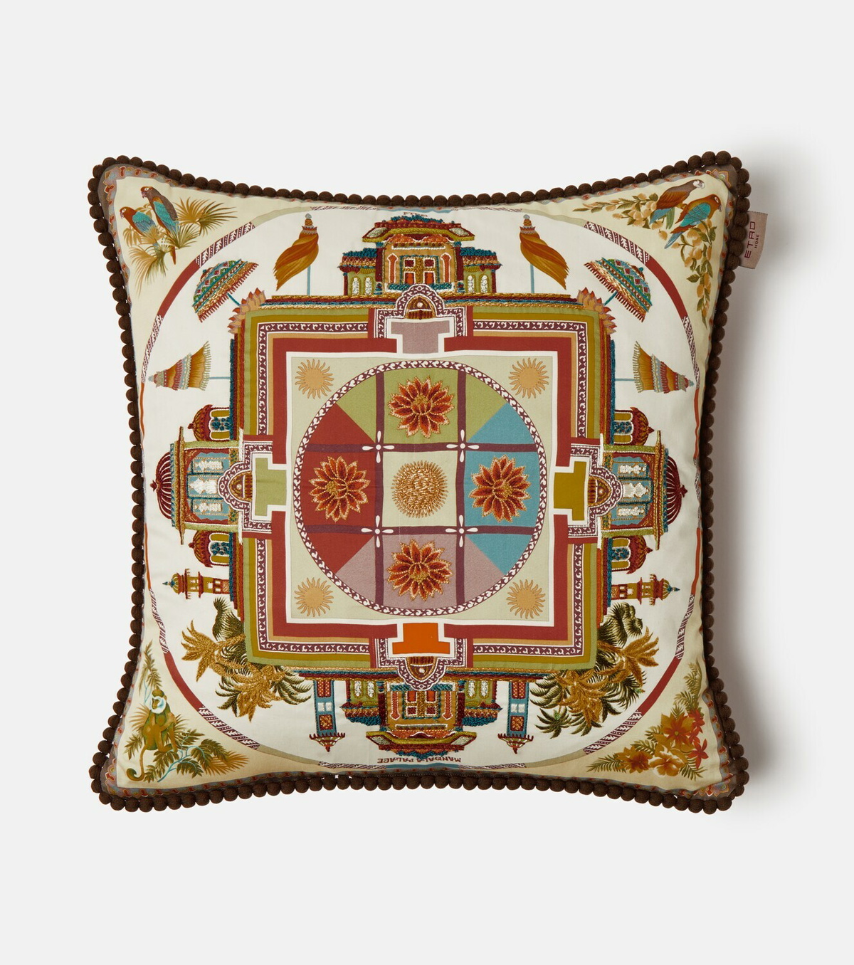 Etro Embroidered cotton cushion
