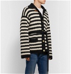 Gucci - Belted Striped Wool and Alpaca-Blend Cardigan - Black