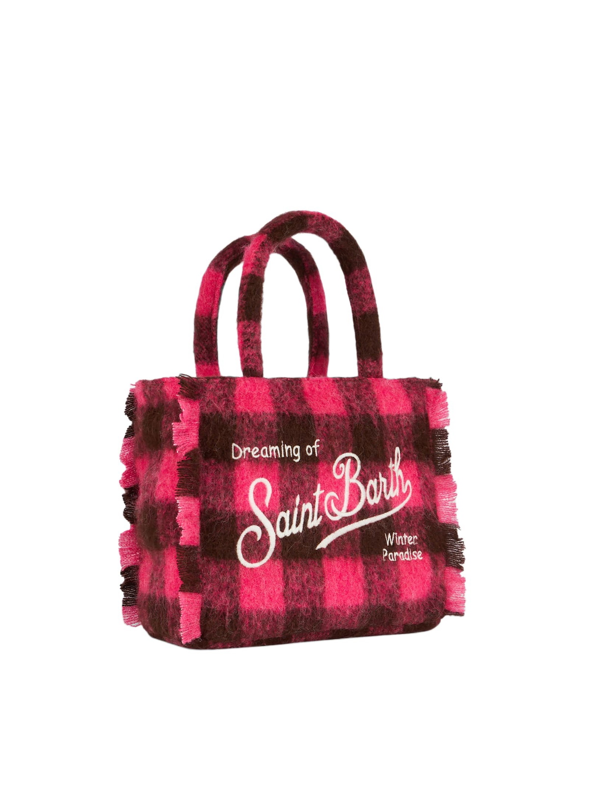 MC2 Saint Barth Wooly Colette Fringed Handbag With Check Pattern