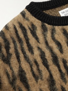 Wacko Maria - Leopard-Jacquard Knitted Sweater - Brown