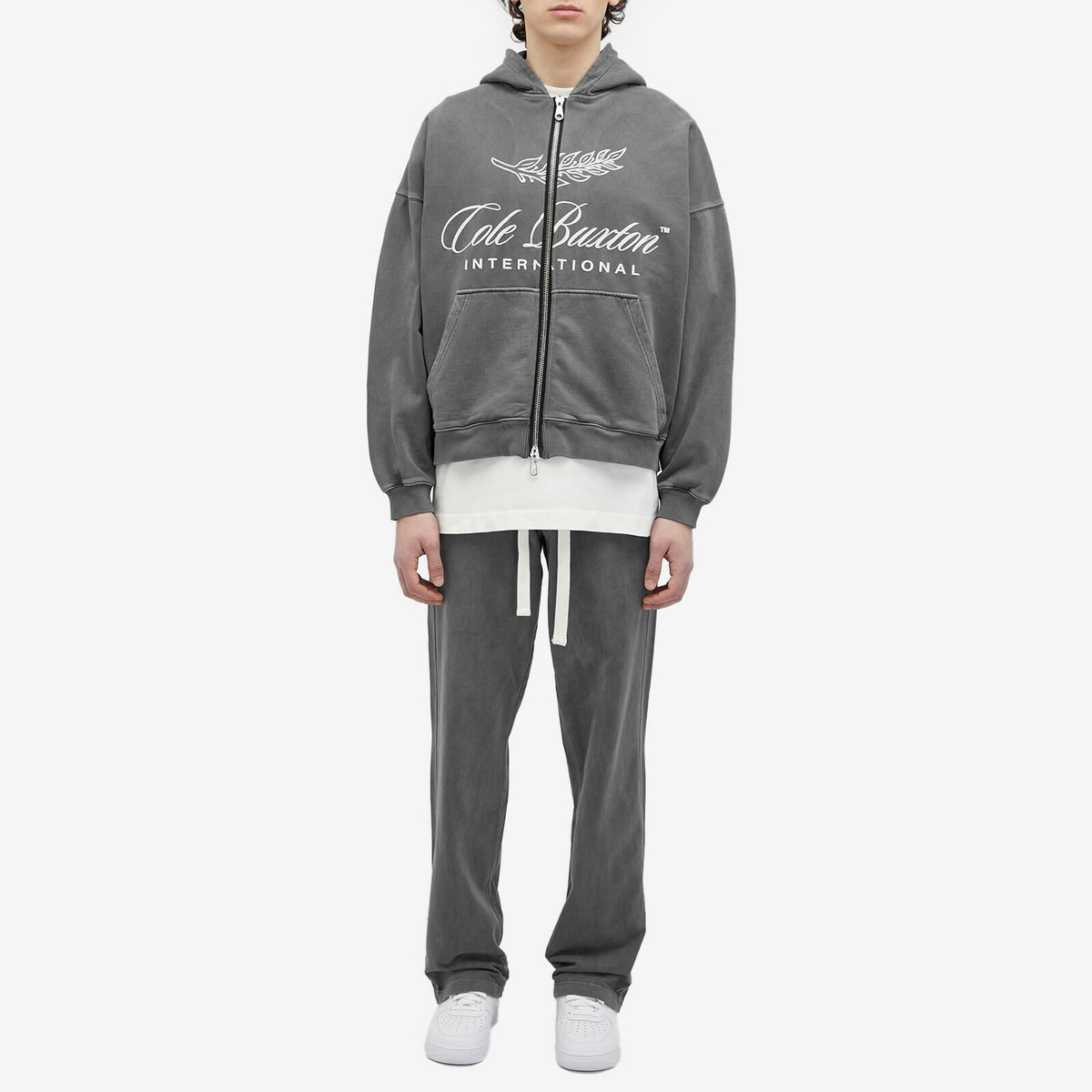 Cole Buxton Men's International Zip Hoodie in Washed Black