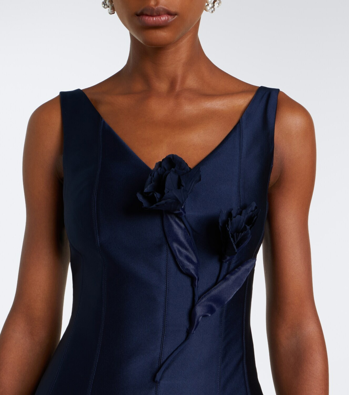 Roland Mouret Floral-appliqué taffeta maxi dress