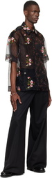 Simone Rocha Black Sheer Patchwork Boxy Shirt
