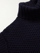 MP Massimo Piombo - Waffle-Knit Wool Rollneck Sweater - Blue