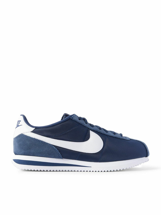 Photo: Nike - Cortez Suede and Leather-Trimmed Shell Sneakers - Blue