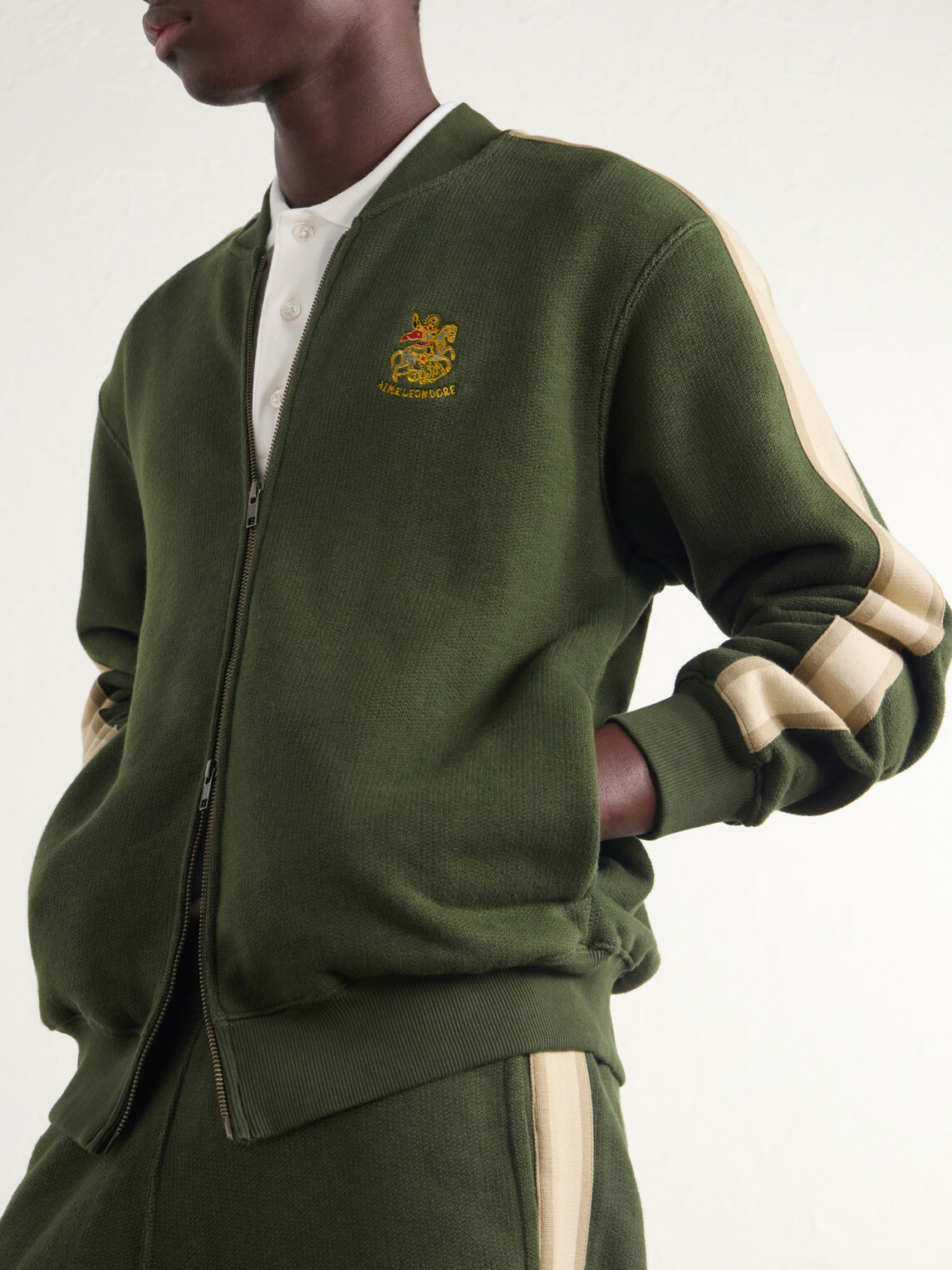 Aimé Leon Dore - Saint George Logo-Embroidered Striped Cotton Track Jacket - Green