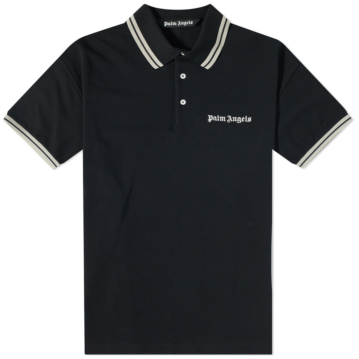 Palm Angels Men's Classic Polo Shirt in Black/White Palm Angels