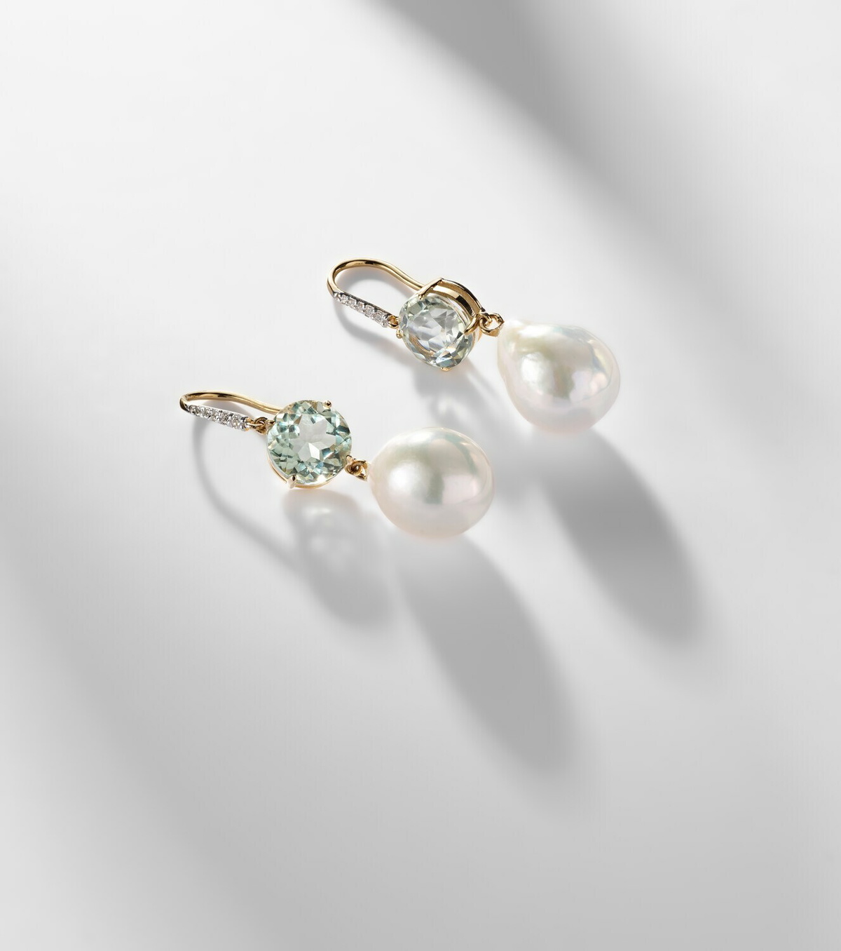 Mateo 14kt gold drop earrings with amethysts, pearls, and diamonds