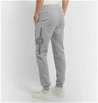Versace - Slim-Fit Tapered Logo-Print Mélange Loopback Cotton-Jersey Sweatpants - Gray
