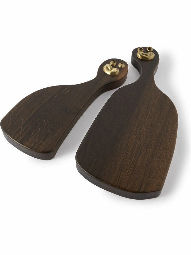 Photo: L'Objet - Haas Brothers Cheese Louise Set of Two Wood and Gold-Tone Serving Boards