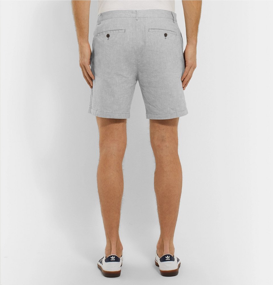 Club Monaco - Baxter Slim-Fit Stretch Linen and Cotton-Blend Chambray Shorts - Gray