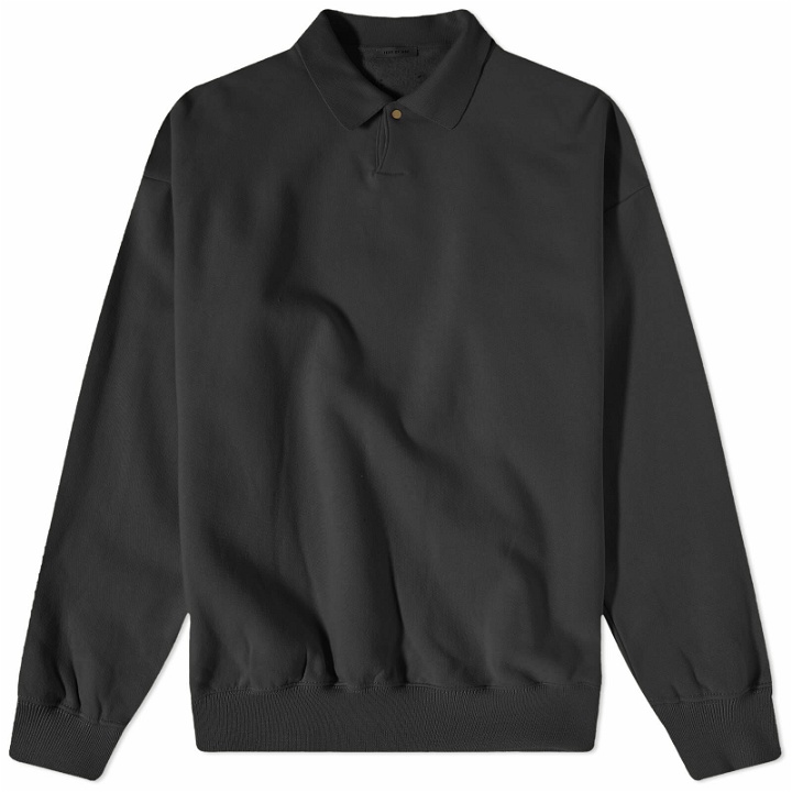 Photo: Fear Of God Men's Eternal Fleece Polo Shirt in Black