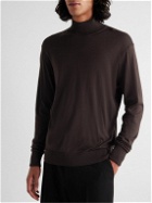 Dunhill - Slim-Fit Mulberry Silk and Cotton-Blend Mock-Neck Sweater - Brown