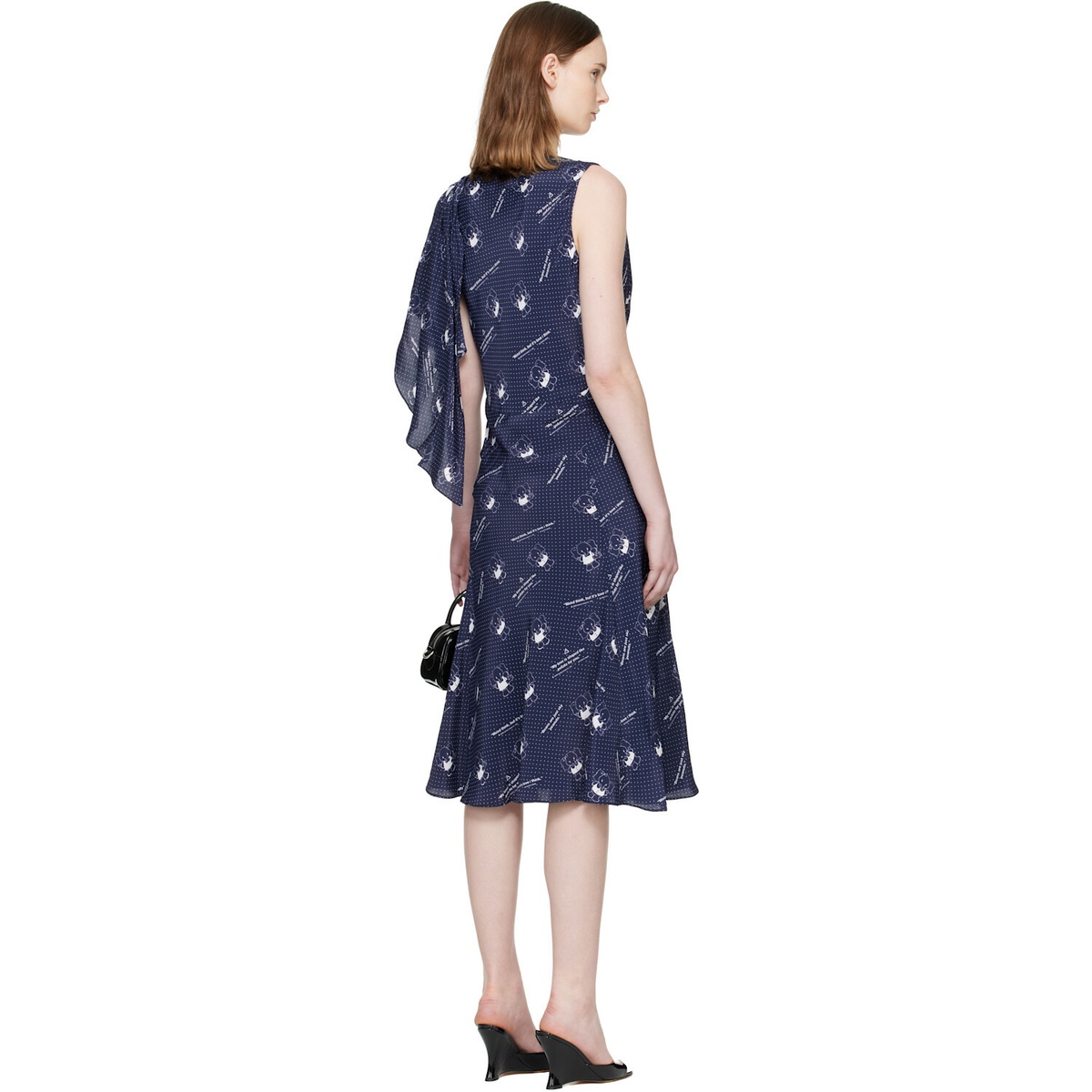 Sandy Liang Navy Sonata Midi Dress