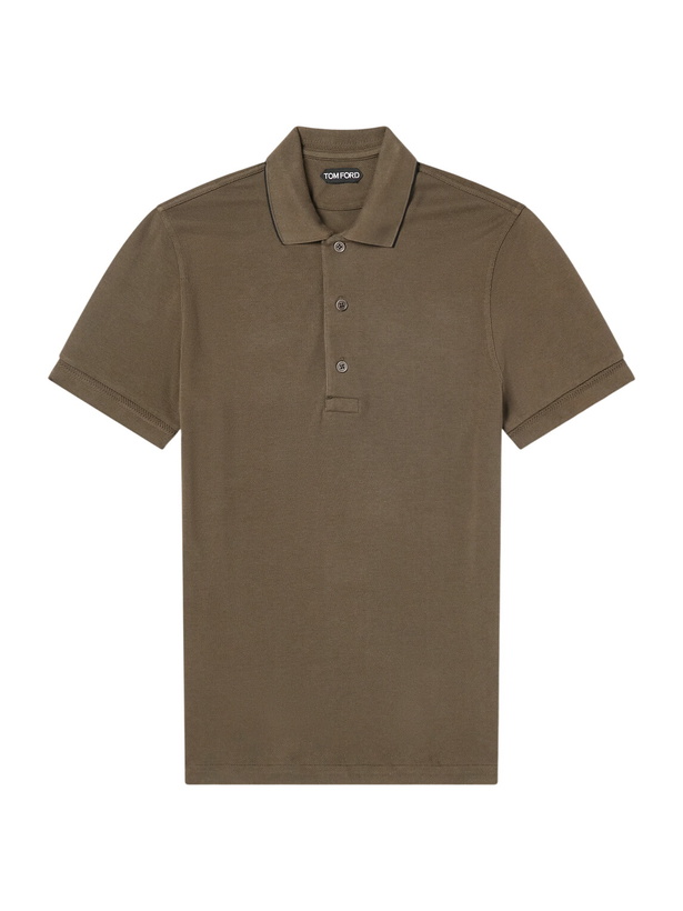 Photo: TOM FORD - Slim-Fit Lyocell-Piqué Polo Shirt - Green