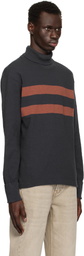 RRL Navy & Red Double Striped Turtleneck