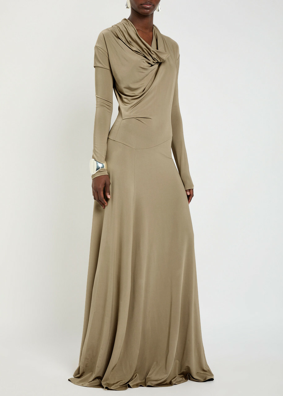 Tove Vevina Draped Stretch-jersey Maxi Dress Khaki