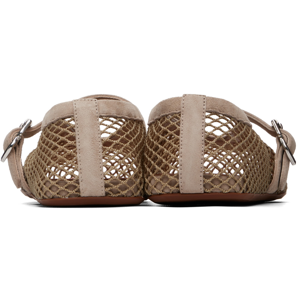 ALAÏA Gray Fishnet Suede Ballerina Flats
