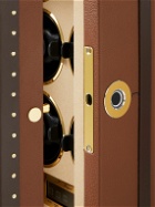 Rapport London - Romer Studded Leather-Wrapped Cedar and Glass Watch Winder - Brown