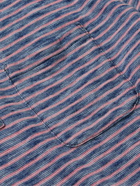FAHERTY - Striped Slub Cotton-Jersey Polo Shirt - Blue