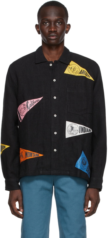 Photo: Bode SSENSE Exclusive Black Linen Pennant Shirt