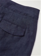 Giorgio Armani - Straight-Leg Pleated Linen-Blend Twill Bermuda Shorts - Blue