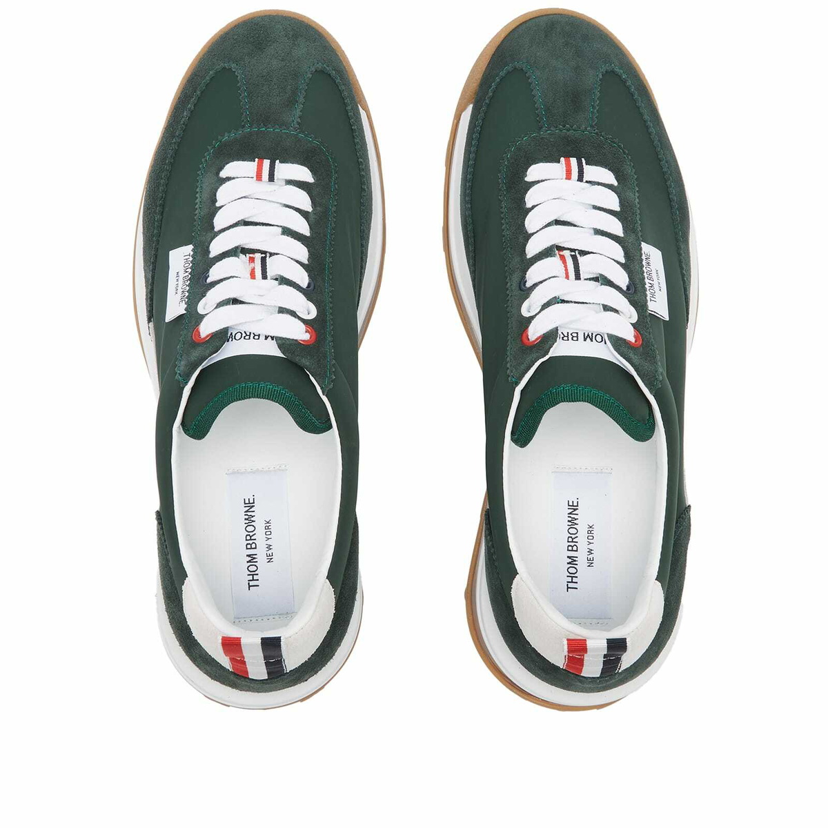 Thom Browne Men's Tech Runner Sneakers in Dark Green Thom Browne