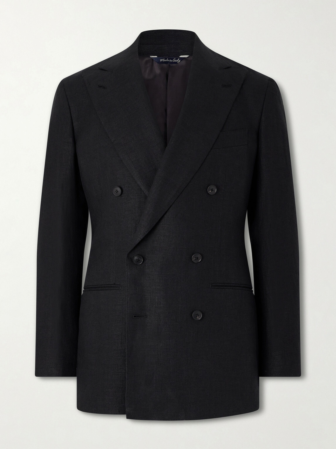 Saman Amel - Linen Double-Breasted Blazer - Black