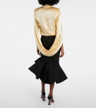 Mugler Asymmetric ruffled wool-blend midi skirt