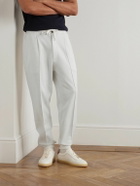 Brunello Cucinelli - Tapered Pleated Cashmere-Blend Jersey Sweatpants - White
