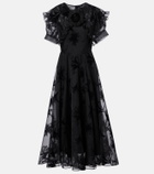 Rodarte Ruffled floral organza midi dress
