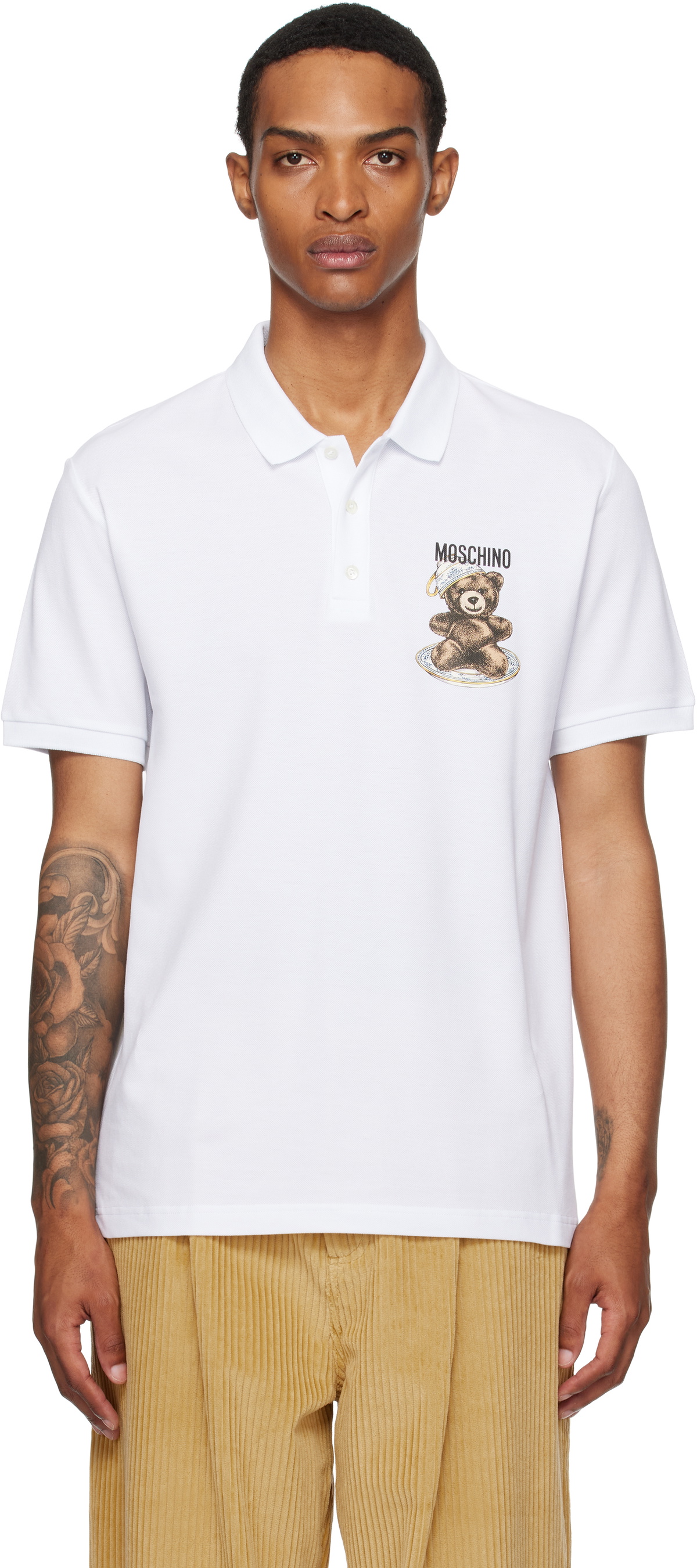 Moschino White Teddy Polo