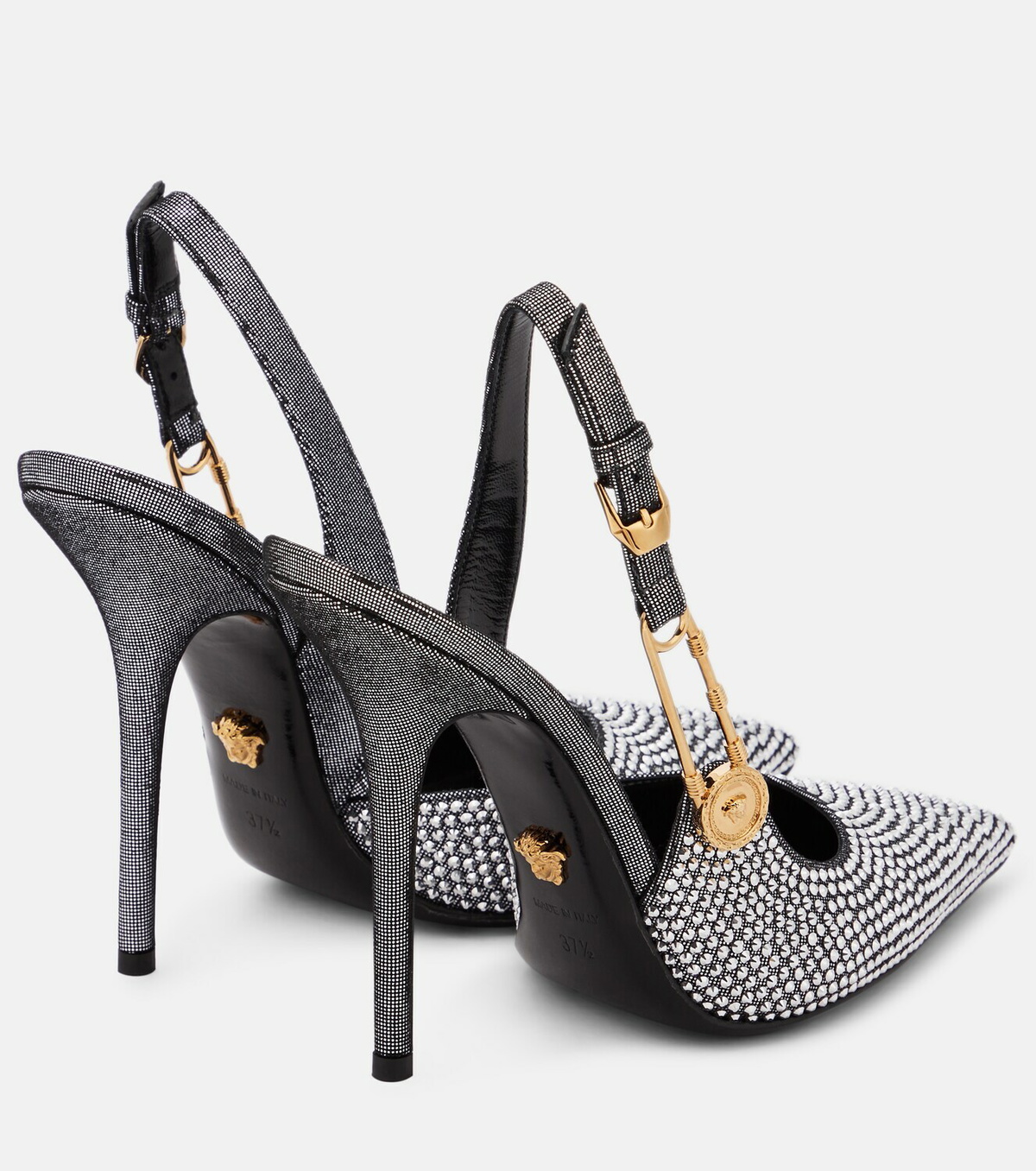 Versace Safety Pin embellished leather pumps Versace Versace Safety Pin embellished leather pumps Versace