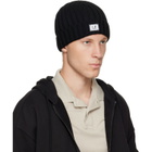 C.P. Company Black Extrafine Merino Wool Logo Beanie