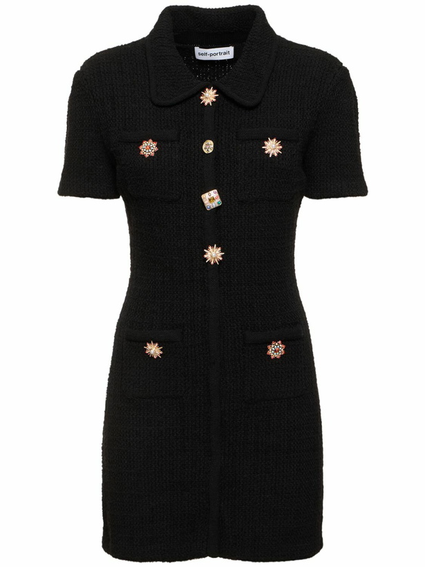 Photo: SELF-PORTRAIT Embellished Knit Button Down Mini Dress
