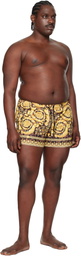 Versace Underwear Gold & Black Wild Barocco Print Swim Shorts