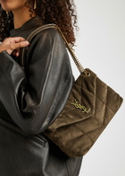 Saint Laurent - Women's Brown Quilted Lou Puffer Small Suede Shoulder bag - Adjustable Chain Strap - One Size