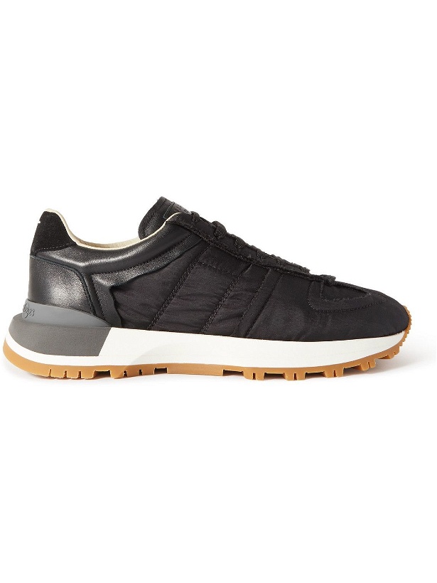 Photo: Maison Margiela - Runner Leather and Suede-Trimmed Nylon Sneakers - Black