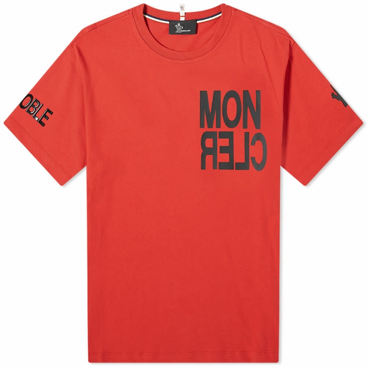 Photo: Moncler Grenoble Men's Bold Logo T-Shirt in Red