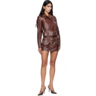 Diesel Brown Large Belt Patent-Leather Jacket