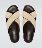 Manolo Blahnik Chiltern leather-trimmed raffia slides